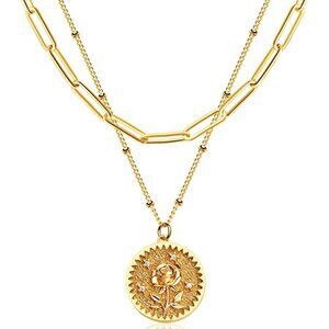 18k Gold Engraved Custom Floral Pendant Necklaces Dainty Birth Month Flower Disc
